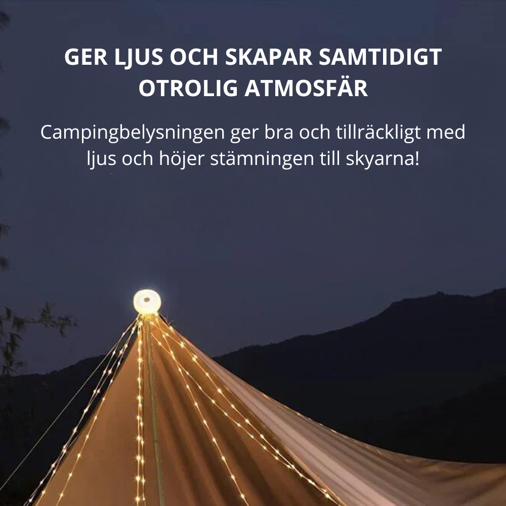 Solcellsdriven Hoprullbar LED-Slinga | Campingbelysning